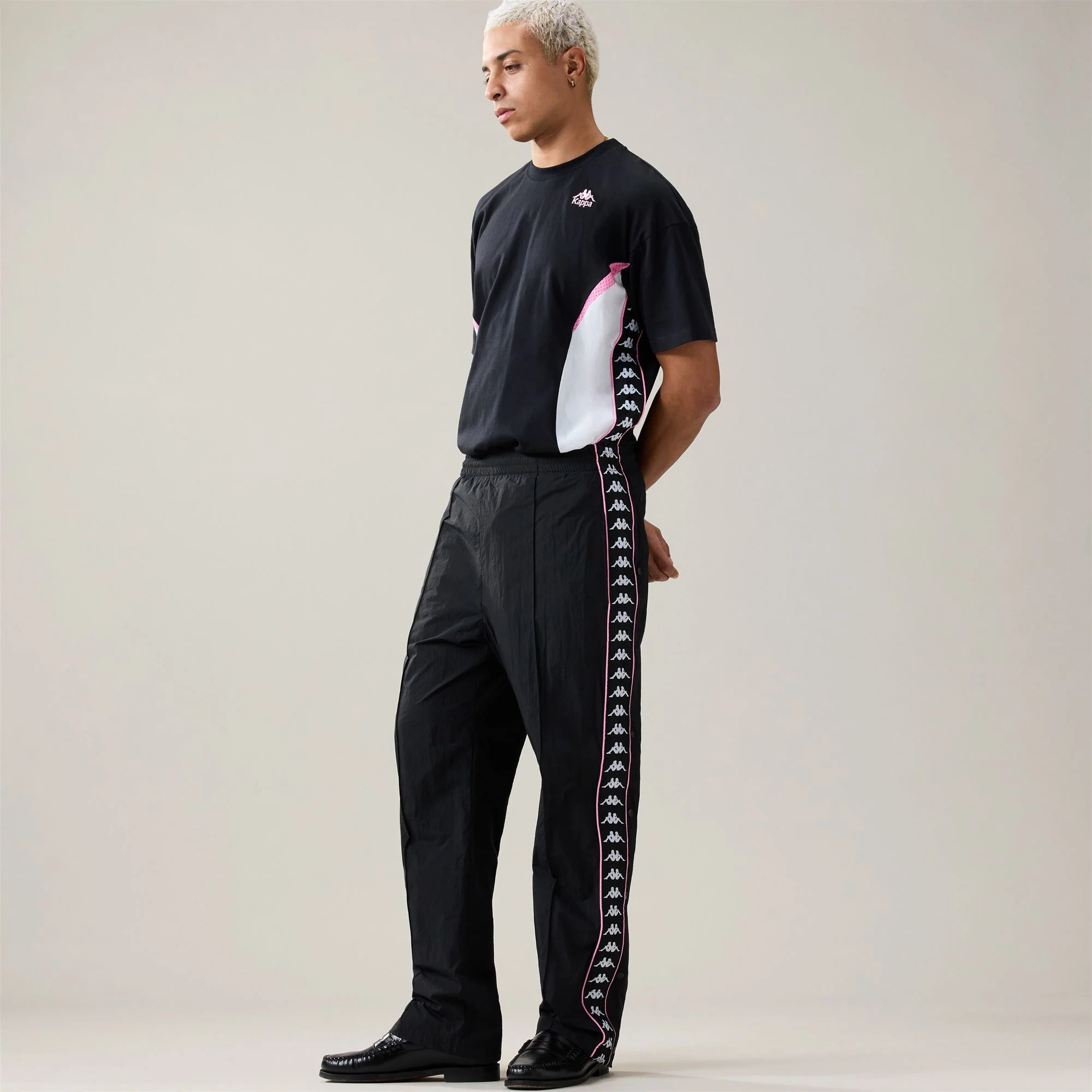 222 BANDA    SEBASTIAN - Pants - Sport Trousers - Unisex - Black-Pink Prism-White - Image 5