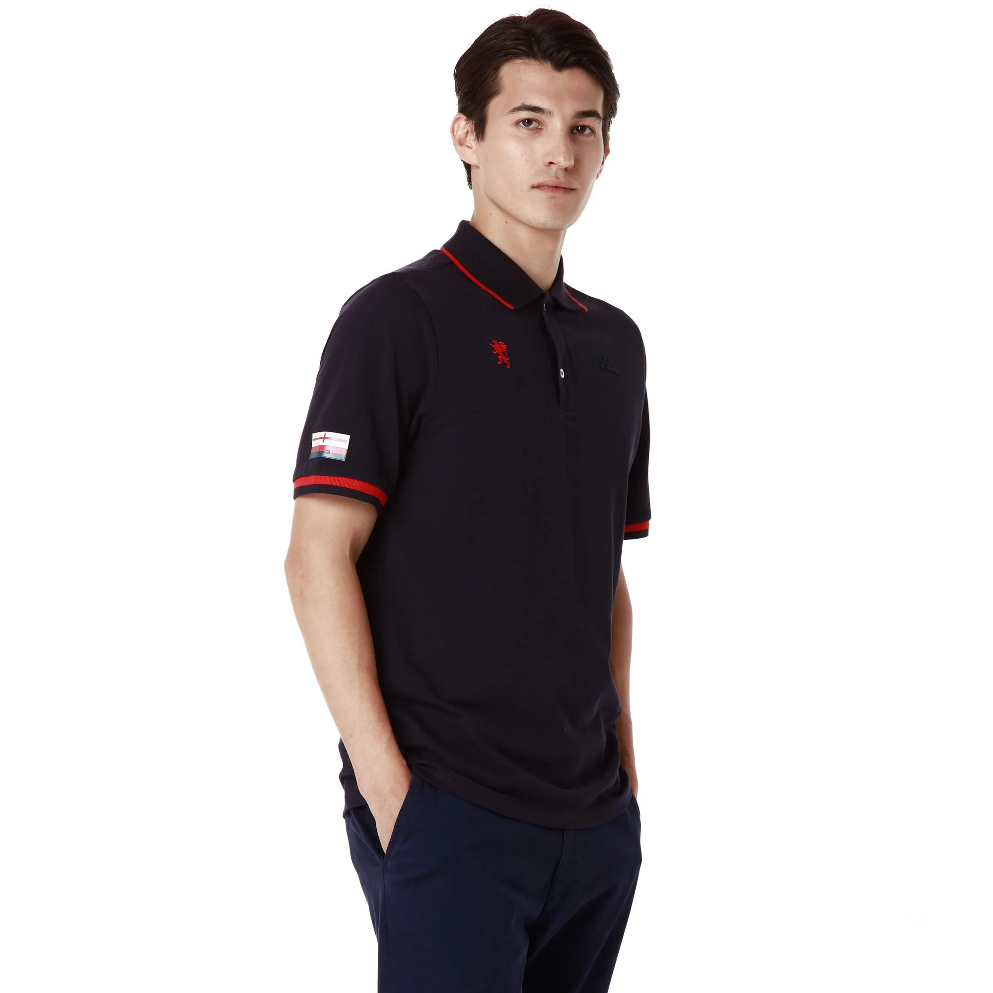 HERVE GENOA - Polo Shirts - Polo - Man - BLUE MARINE-RED BLAZE - Image 4